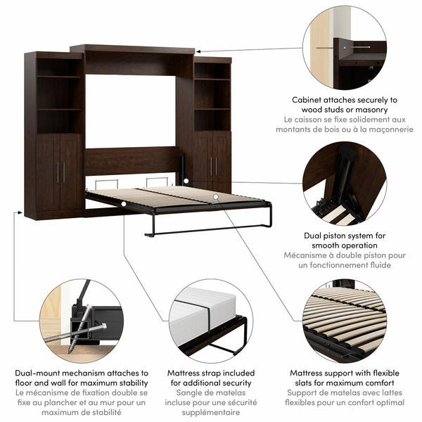 Queen Murphy Bed with Closet Storage Organizers (115W)