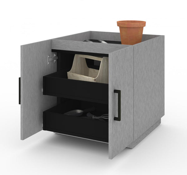 2-Piece Set: one Stackable Storage Cabinet and one 2-Drawer Set