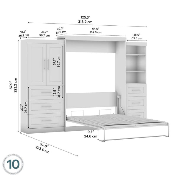 Queen Murphy Bed with Open and Concealed Storage (126W)