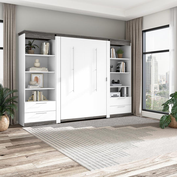 Full Murphy Bed with Shelves and Drawers (120W)