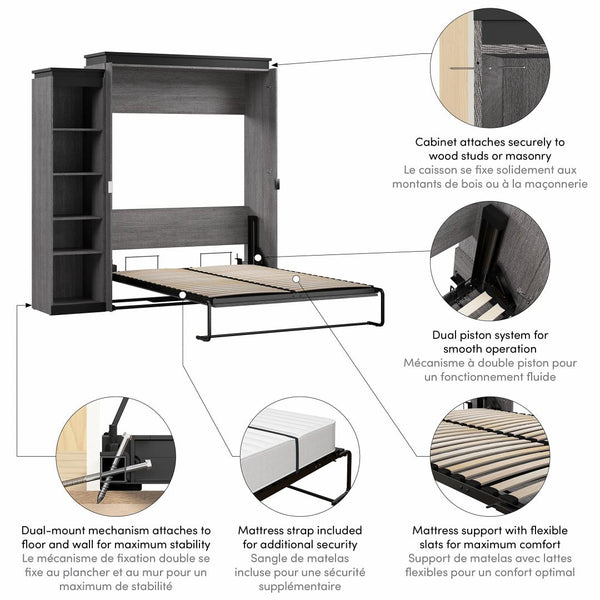 Queen Murphy Bed with Shelves (87W)