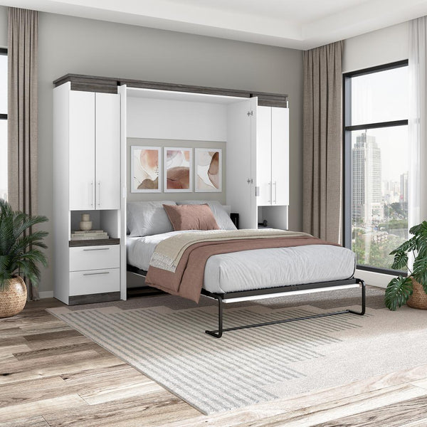 Full Murphy Bed with Storage Cabinets and Pull-Out Shelves (100W)