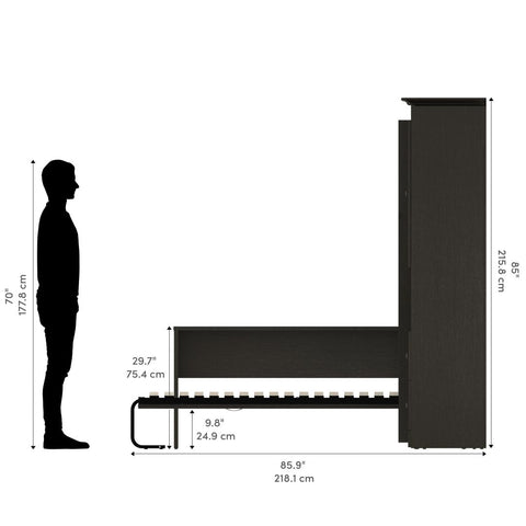 Full Murphy Bed and 1 Storage Unit with Mobile Nightstand and Desk (137”)