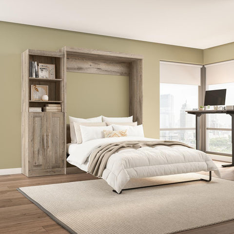 Queen Murphy Bed and Closet Organizer with Doors (90W)