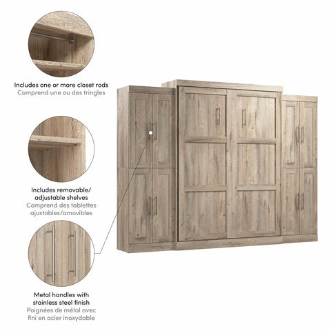 Queen Murphy Bed with Storage Cabinets (115W)