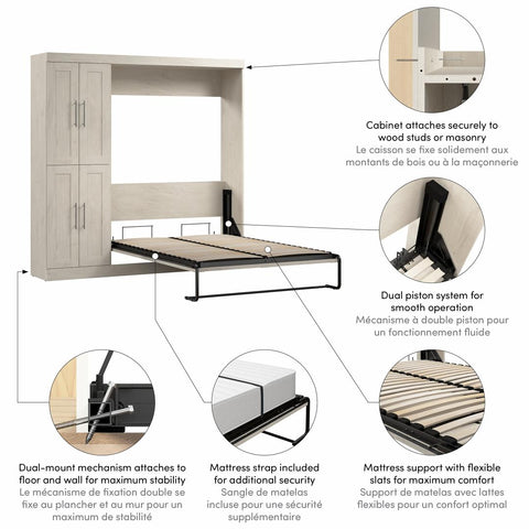 Full Murphy Bed with Closet Organizer (84W)