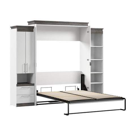 Queen Murphy Bed with Storage Cabinet and Shelves (106W)