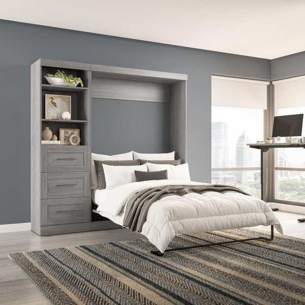 Full Murphy Bed and Shelving Unit with Drawers (84W)