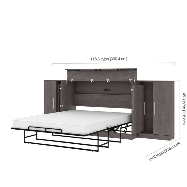 3-Piece Set Including One Queen Cabinet Bed with Mattress and Two 26″ Storage Units