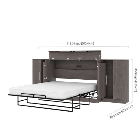 3-Piece Set Including One Queen Cabinet Bed with Mattress and Two 26″ Storage Units