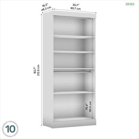 Contemporary Closet System with Shelves & Clothing Rods, 36W x 19D