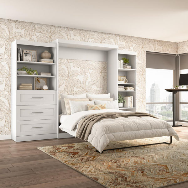 Queen Murphy Bed with Shelving and Drawers (126W)