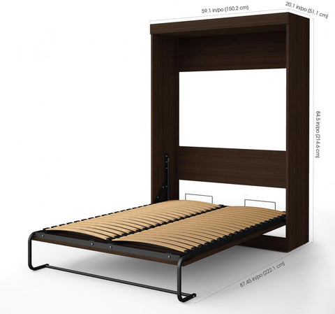 Queen Murphy Bed with Mattress and 1 Storage Unit (86W)
