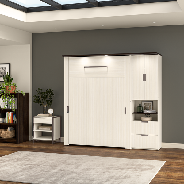 84W Full Murphy Bed with Storage Cabinet