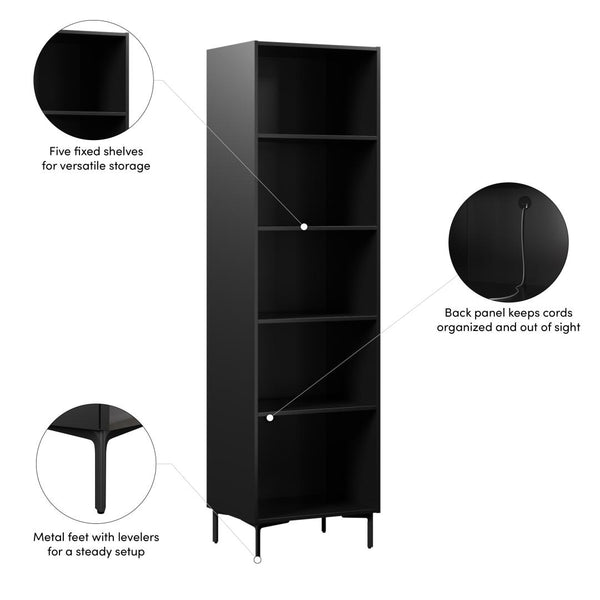 24W Modular Media Storage Tower with Shelves