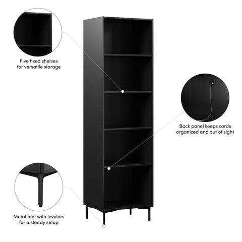 24W Modular Media Storage Tower with Shelves
