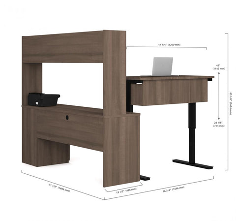 2-Piece set including a standing desk and a desk with hutch