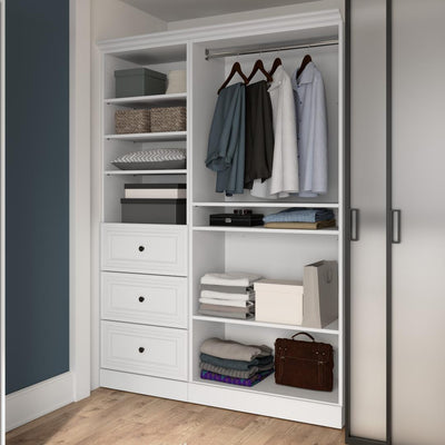 Traditional Closet System with Shelves, Drawers & Clothing Rods, 61W x 20D