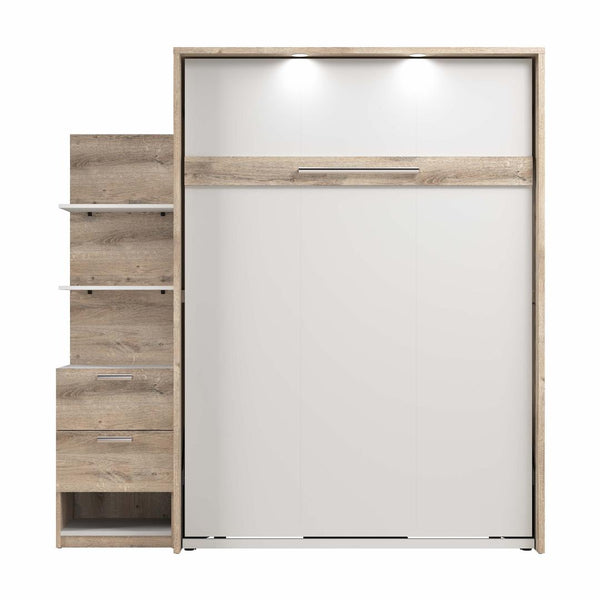 Full Murphy Bed with Nightstand and Floating Shelves (79W)