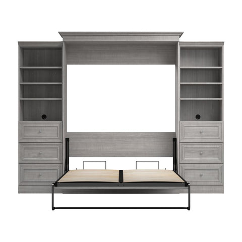 Queen Murphy Bed and 2 Closet Organizers with Drawers (115W)