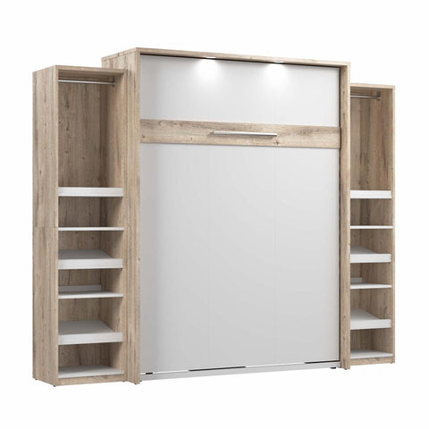 Queen Murphy Bed with 2 Narrow Closet Organizers (105W)