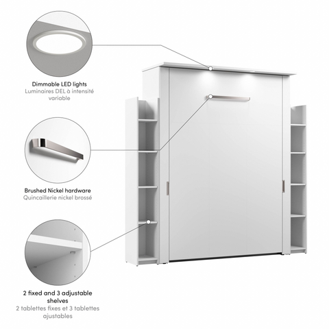 88W Queen Murphy Bed with Shelves