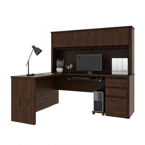 L-Shaped Desk with Pedestal and Hutch