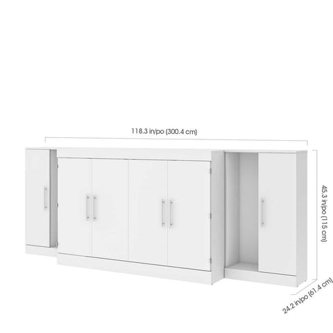 3-Piece Set Including One Queen Cabinet Bed with Mattress and Two 26″ Storage Units