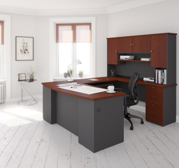 71W U or L-Shaped Executive Desk with Pedestal and Hutch