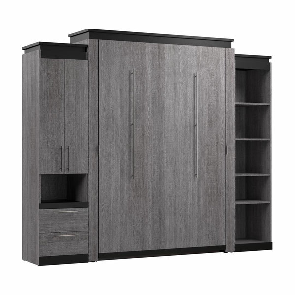 Queen Murphy Bed with Storage Cabinet and Shelves (106W)