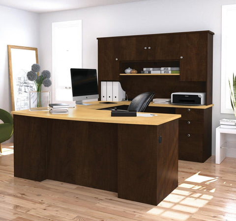 71W U or L-Shaped Executive Desk with Pedestal and Hutch