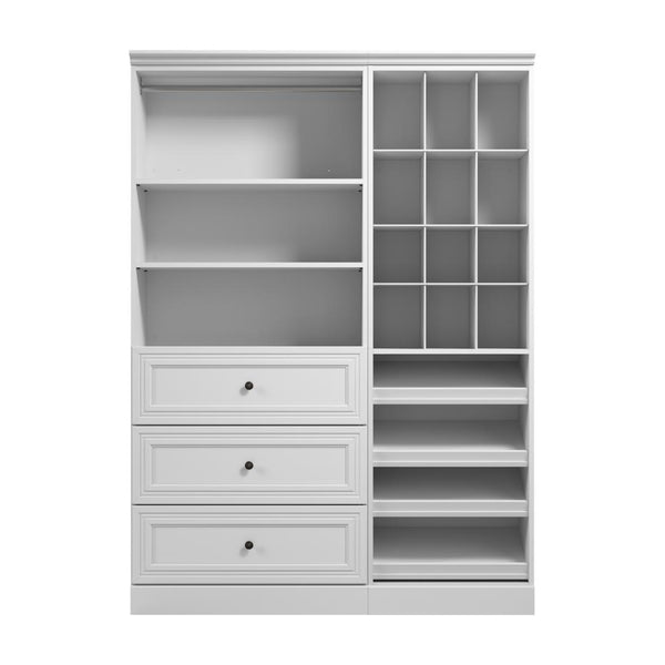 Traditional Closet System with Shelves, Drawers, Clothing Rods, Shoe Racks & Cubbies, 61W x 20D