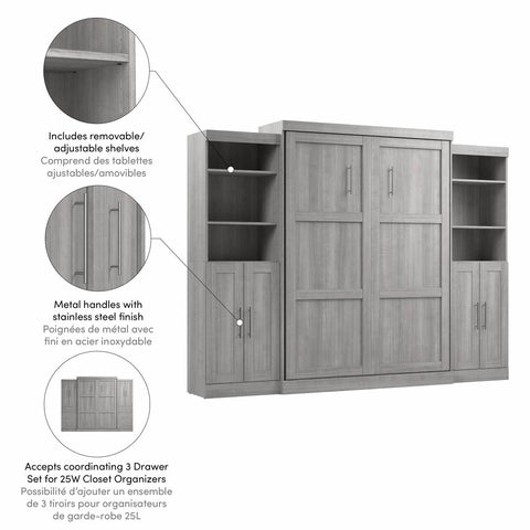 Queen Murphy Bed with Closet Storage Organizers (115W)