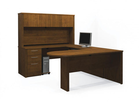 U-Shaped Executive Desk with Pedestal and Hutch