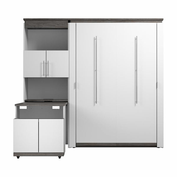 Full Murphy Bed with Storage Cabinet and Fold-Out Desk (91W)