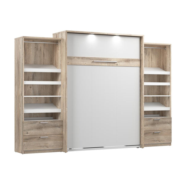 Queen Murphy Bed with 2 Closet Organizers with Drawers (125W)