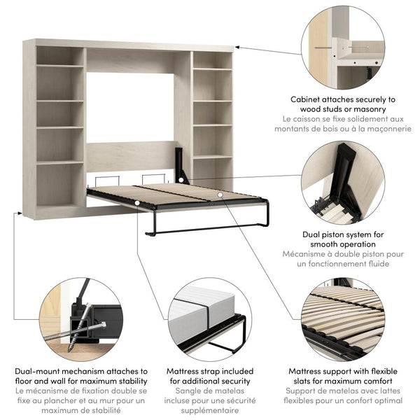Full Murphy Bed with 2 Shelving Units (109W)