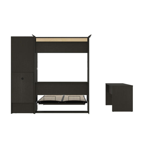 Full Murphy Bed and 1 Storage Unit with Mobile Nightstand and Desk (137”)