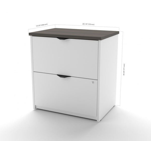 U or L-Shaped Desk with Hutch, a Lateral File Cabinet and a Bookcase