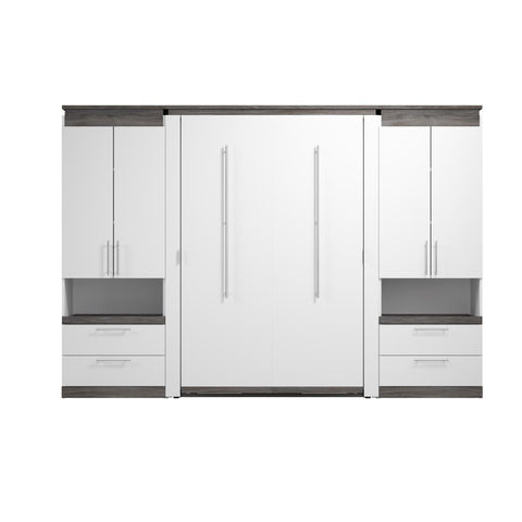 Full Murphy Bed with Storage Cabinets and Pull-Out Shelves (120W)