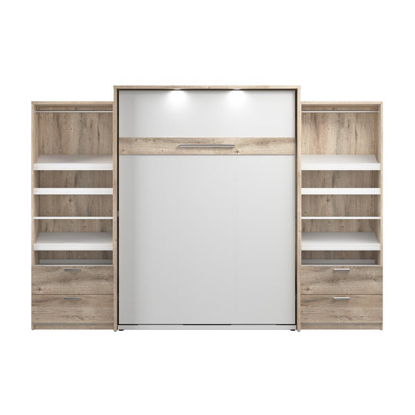 Queen Murphy Bed with 2 Closet Organizers with Drawers (125W)