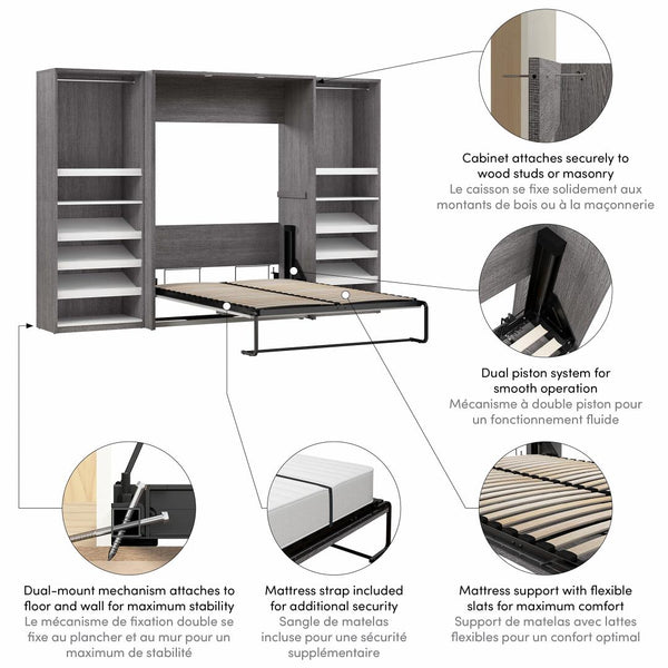 Full Murphy Bed with 2 Closet Organizers (119W)