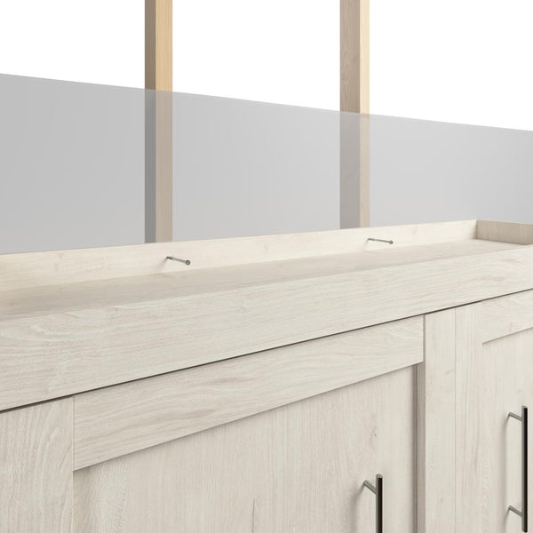 Queen Murphy Bed and Shelving Unit with Drawers (90W)