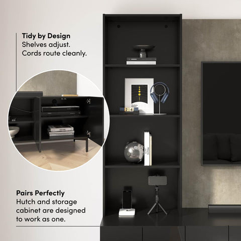 118W Modular Entertainment Center with TV Stand and Storage Cabinets with Hutches