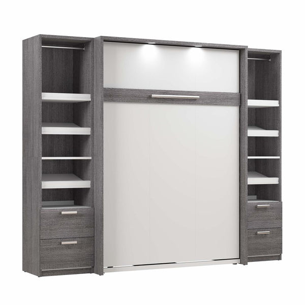 Full Murphy Bed and 2 Narrow Closet Organizers with Drawers (99W)