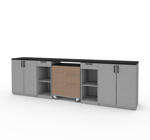 4-Piece Set with 2-Drawer Workbench and Base Cabinets