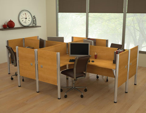 4-Person Closed Office Cubicles with Low Privacy Panels
