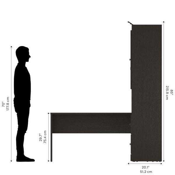 Full Murphy Bed and 1 Storage Unit with Mobile Nightstand and Desk (137”)