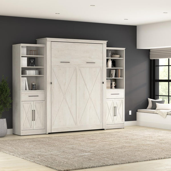 Queen Murphy Bed and Closet Organizers with Doors and Drawers (119W)