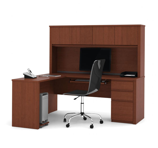 72W L-Shaped Desk with Pedestal and Hutch
